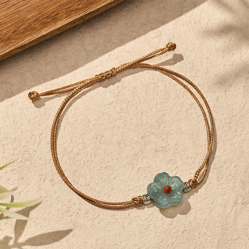 Buddha Stones Natural Jade Hand-Woven Floral Harmony Bracelet - image 3