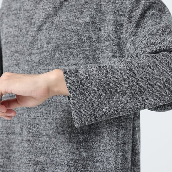 Buddha Stones Fall Winter Minimalist Casual Solid V-Neck Men's Long Sleeve T-Shirts - image 13