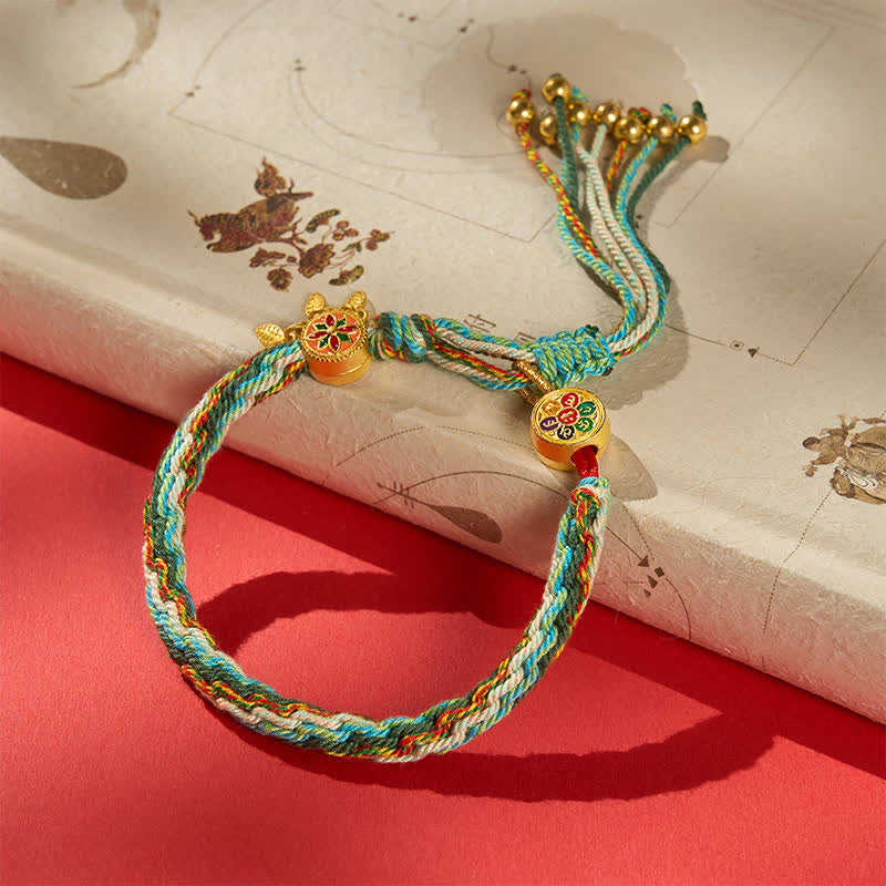 Buddha Stones Ethnic-style Five-Color Red String Protection Bracelet - Green Bracelet (Wrist Circumference: 6.3–7.9 in/16–20 cm) - image 0