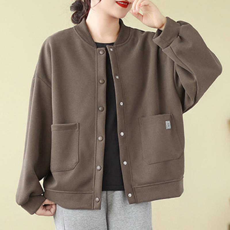 Buddha Stones Fall Casual Minimalist Button-Up Solid Women's Jacket With Pockets - image 1