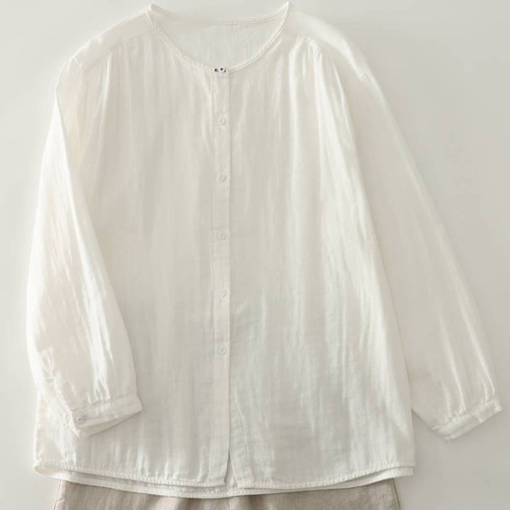 Buddha Stones Spring Fall Casual Vintage Button-Up Solid Women's Long Sleeve Shirts - image 16