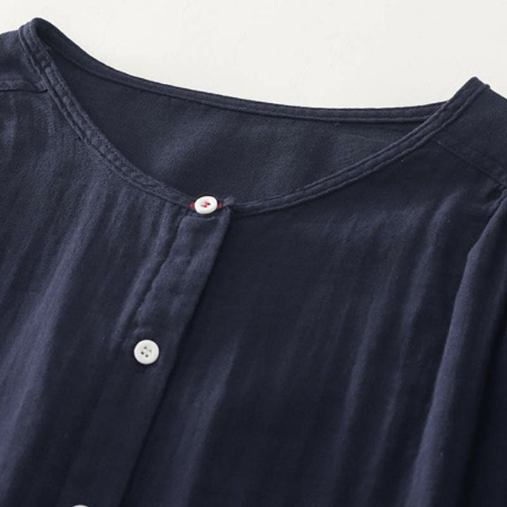 Buddha Stones Spring Fall Casual Vintage Button-Up Solid Women's Long Sleeve Shirts - image 9