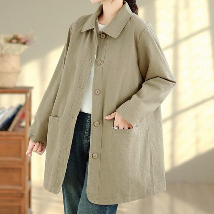 Buddha Stones Fall Simple Vintage Plaid Women's Jacket With Pockets - image 2