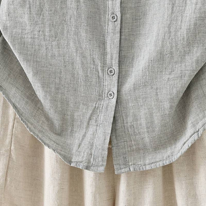 Buddha Stones Spring Casual Vintage Button-Up Contrast Collar Women's Long Sleeve Shirts - image 18
