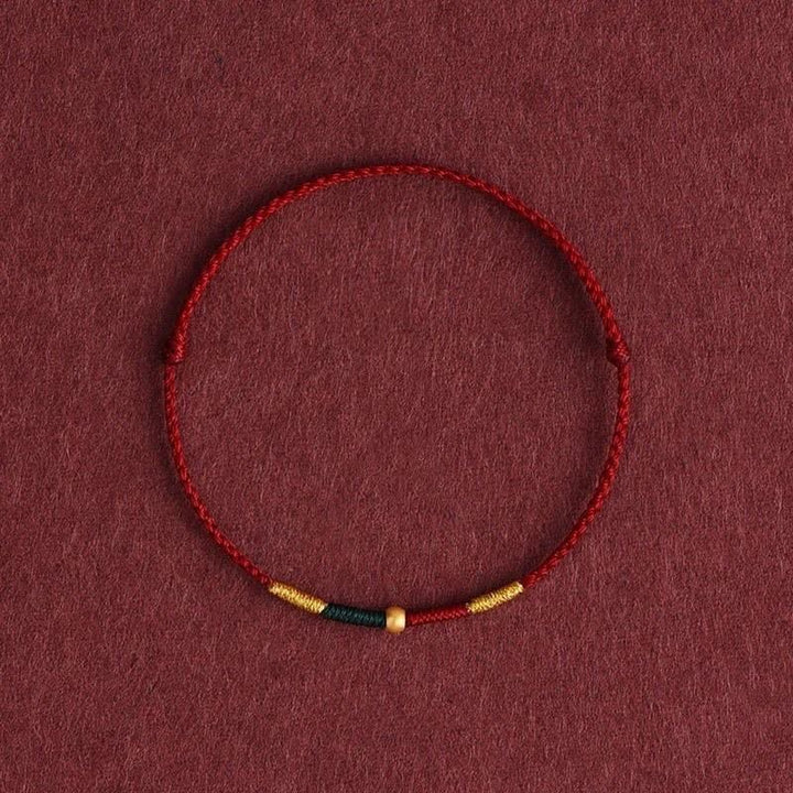 Buddha Stones Copper Bead Red String Protection Braided Rope Bracelet - Burgundy(Wrist Circumference: 5.9–6.7 in / 15–17 cm) - image 0