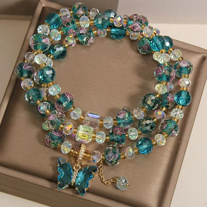 Buddha Stones Liuli Glass Bead Butterfly Transformation Triple Wrap Bracelet - image 2