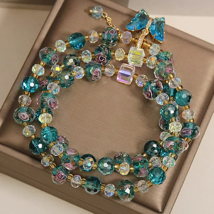 Buddha Stones Liuli Glass Bead Butterfly Transformation Triple Wrap Bracelet - image 3