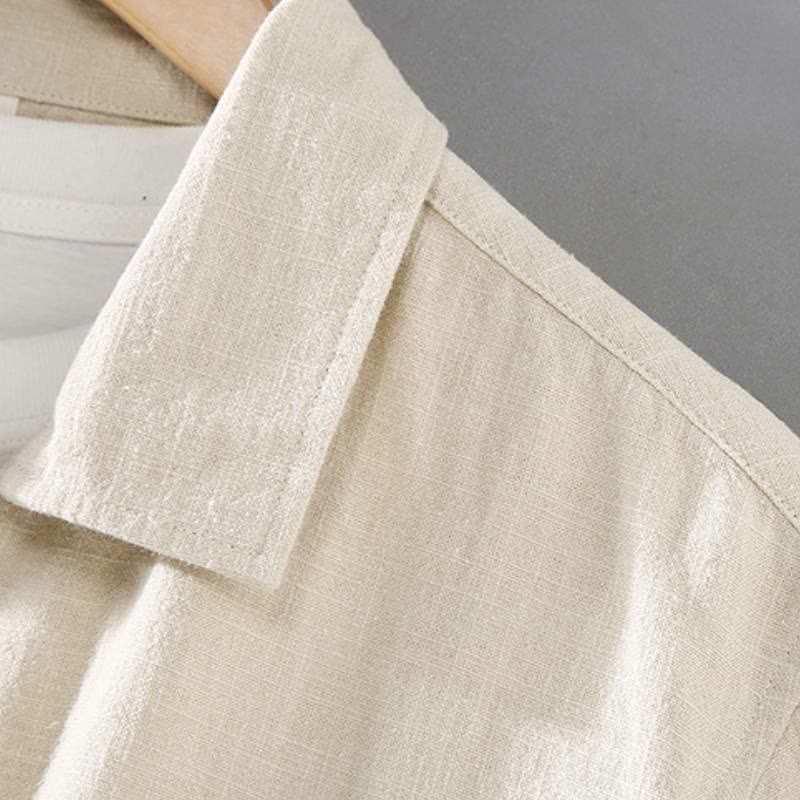Buddha Stones Spring Fall Casual Minimalist Button-Up Solid Ramie Shirt Pants Men's Meditation Cloth With Pockets - image 6