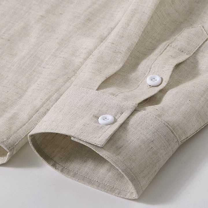 Buddha Stones 2Pcs Spring Fall Casual Button-Up Solid Shirt Pants Men's Meditation Cloth With Pockets - image 5