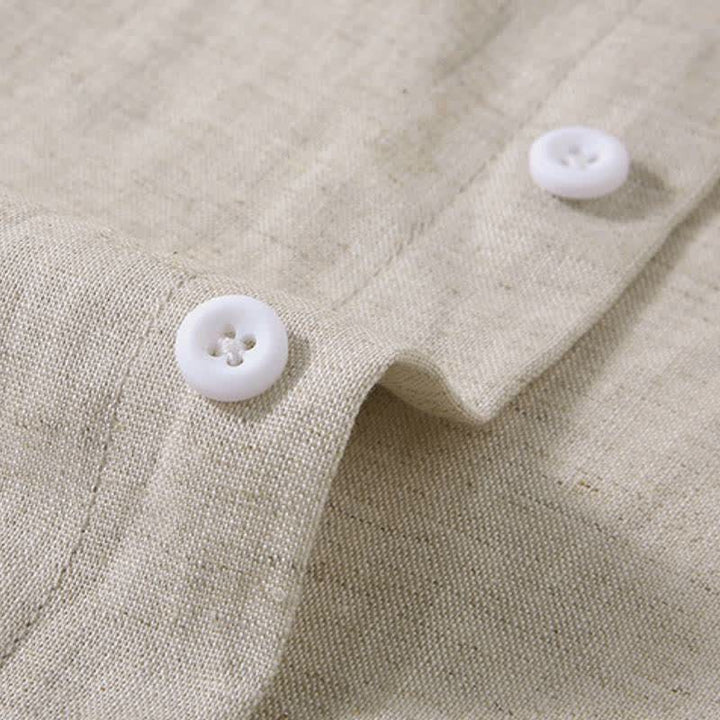 Buddha Stones 2Pcs Spring Fall Casual Button-Up Solid Shirt Pants Men's Meditation Cloth With Pockets - image 4