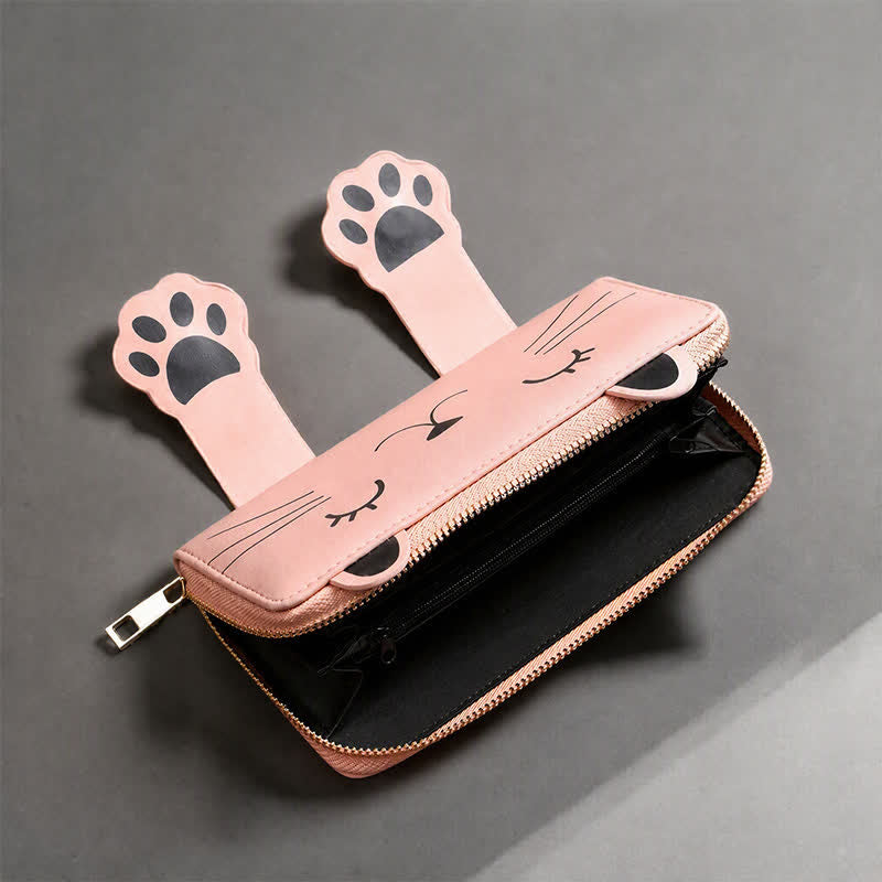 Buddha Stones PU Leather Sweet Kitten Long Zip Around Purse - image 2