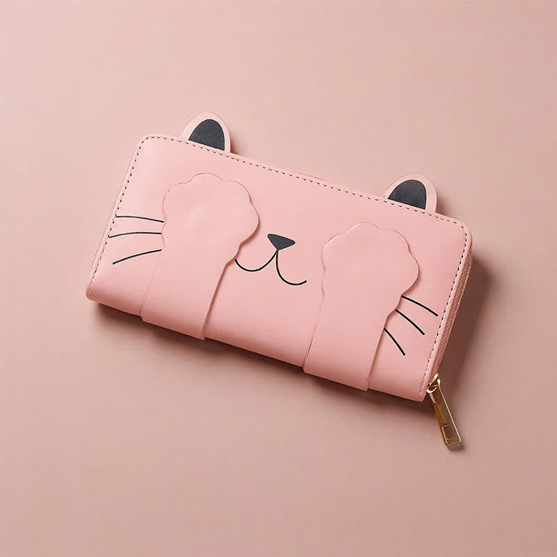Buddha Stones PU Leather Sweet Kitten Long Zip Around Purse - image 5