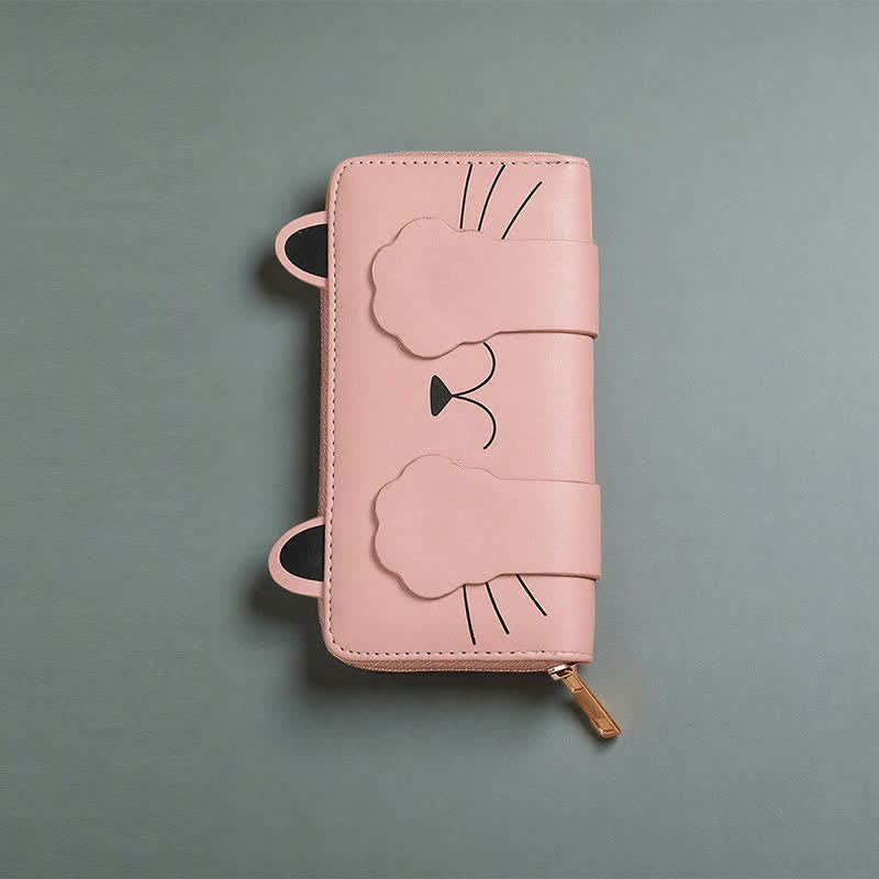 Buddha Stones PU Leather Sweet Kitten Long Zip Around Purse - image 7