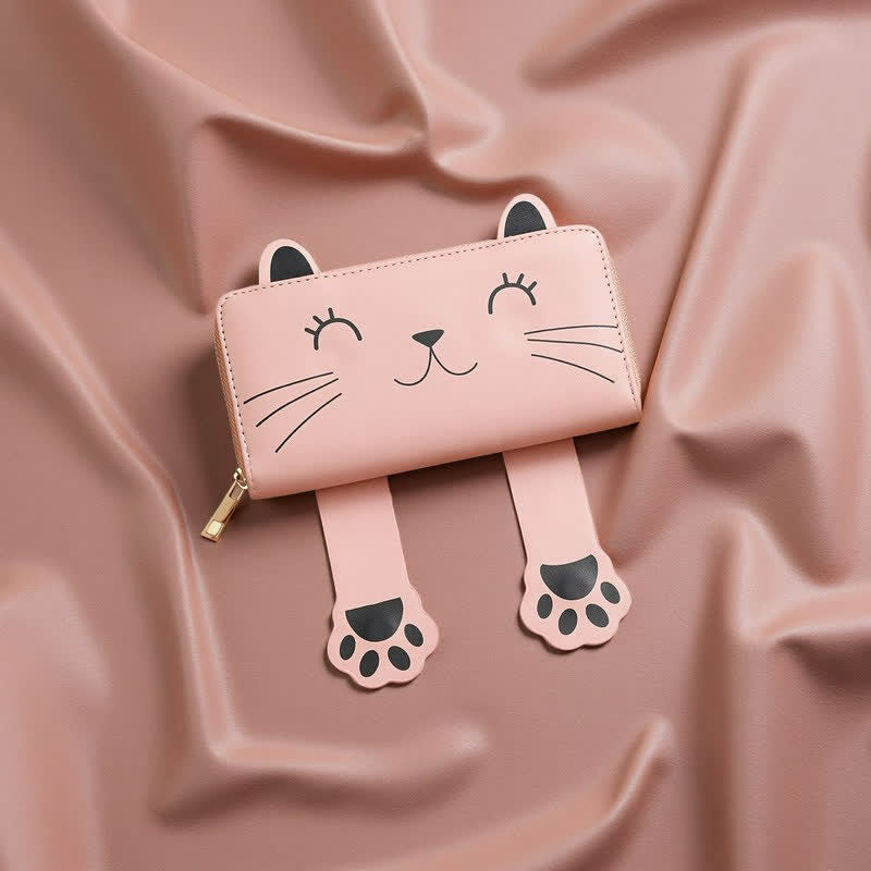 Buddha Stones PU Leather Sweet Kitten Long Zip Around Purse - image 1