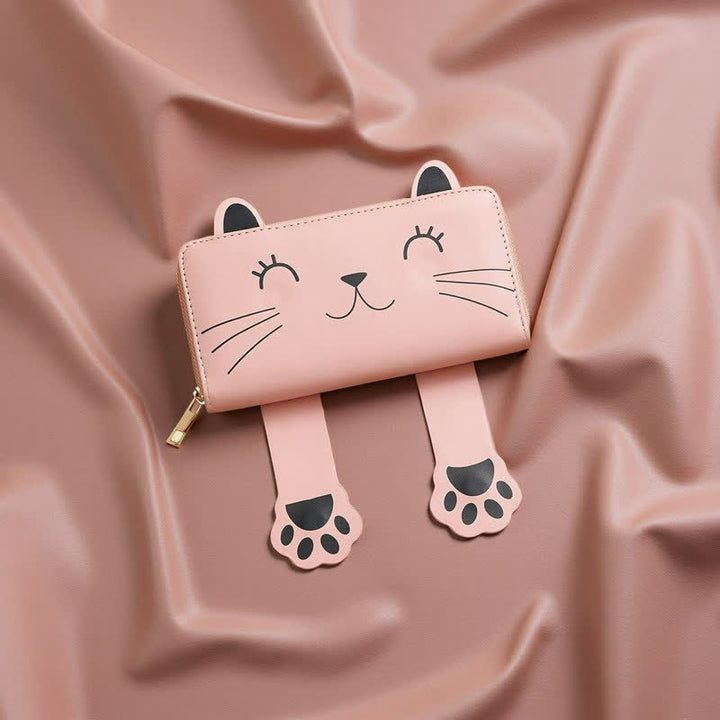 Buddha Stones PU Leather Sweet Kitten Long Zip Around Purse - image 1
