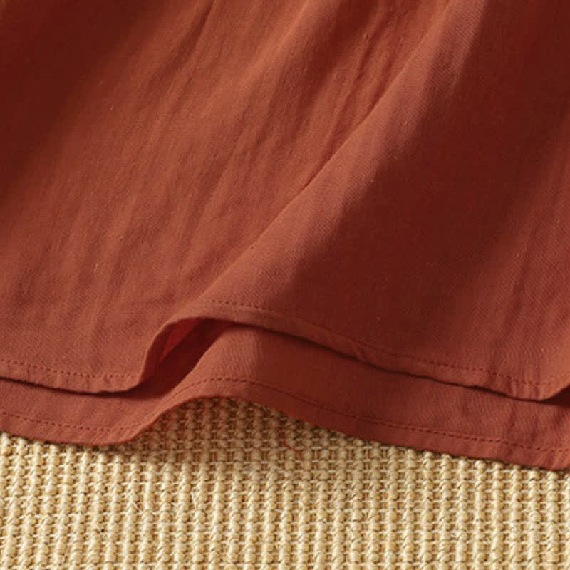 Buddha Stones Fall Vintage Boho Solid V-Neck Women's Long Sleeve Dress With Pocket - image 6