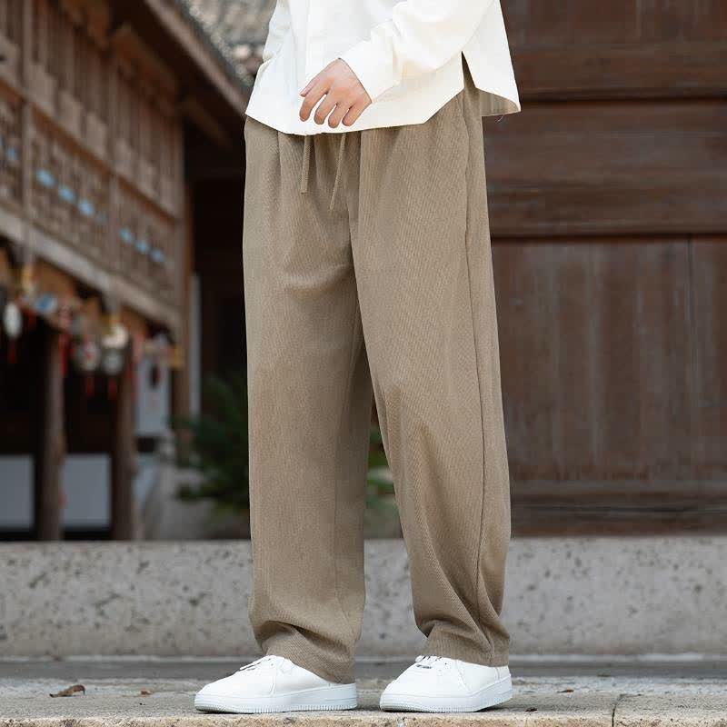 Buddha Stones Fall Winter Casual Minimalist Drawstring Solid Ankle Pants Corduroy Men's Tapered Pants With Pocket - image 2