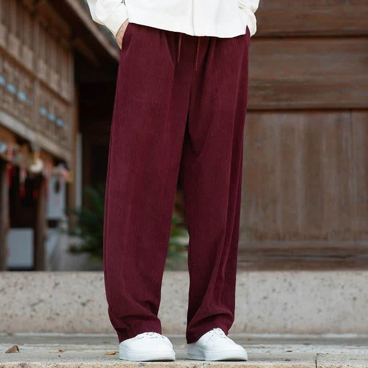 Buddha Stones Fall Winter Casual Minimalist Drawstring Solid Ankle Pants Corduroy Men's Tapered Pants With Pocket - image 14