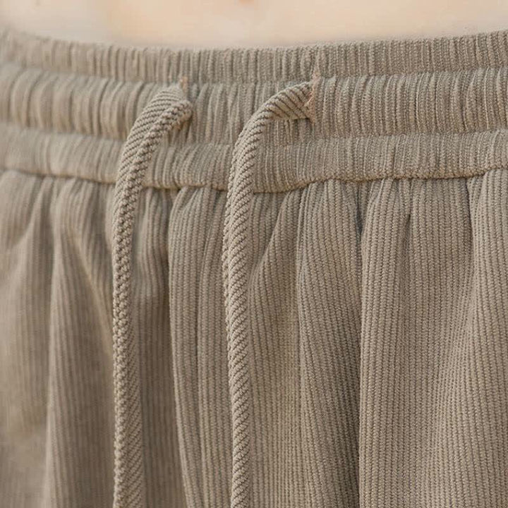 Buddha Stones Fall Winter Casual Minimalist Drawstring Solid Ankle Pants Corduroy Men's Tapered Pants With Pocket - image 5