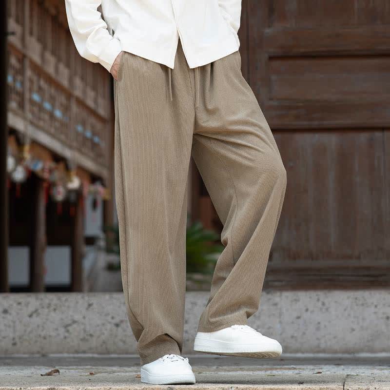 Buddha Stones Fall Winter Casual Minimalist Drawstring Solid Ankle Pants Corduroy Men's Tapered Pants With Pocket - image 3