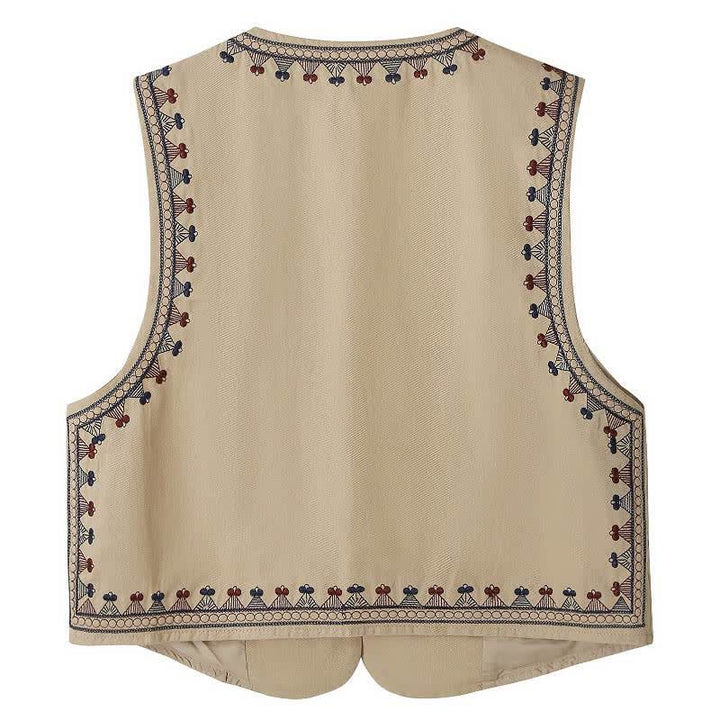 Buddha Stones Summer Boho Vintage Embroidery Geometric Tank Top Women's Sleeveless Shirts - image 1