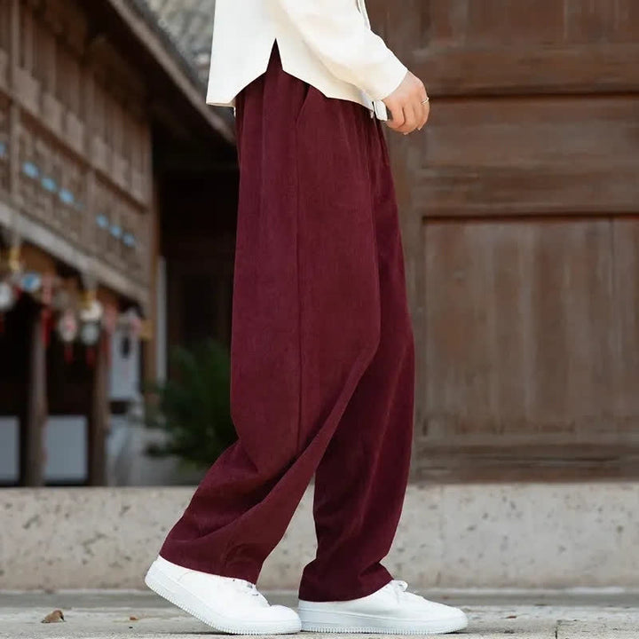 Buddha Stones Fall Winter Casual Minimalist Drawstring Solid Ankle Pants Corduroy Men's Tapered Pants With Pocket - image 17