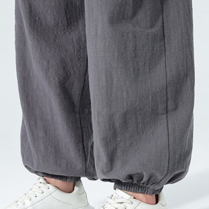 Buddha Stones Spring Summer Casual Minimalist Drawstring Solid Cotton Ankle Pants Men's Tapered Pants With Pockets - image 29