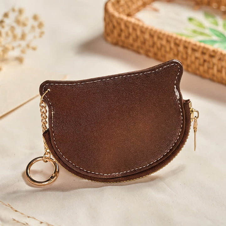 Buddha Stones Vintage Cat Shape Zipper Leather Charm Purse - image 2