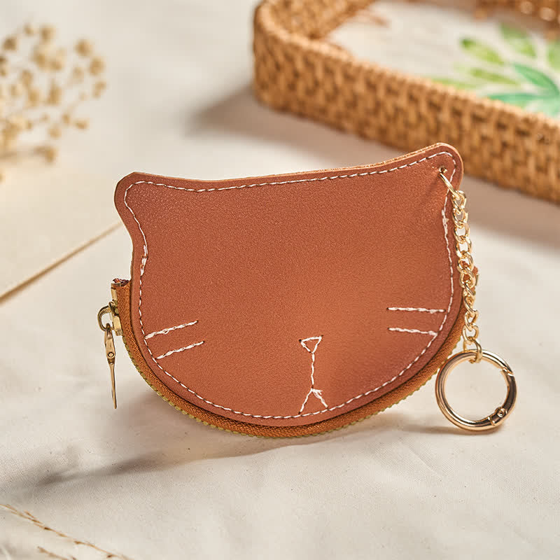 Buddha Stones Vintage Cat Shape Zipper Leather Charm Purse - DarkOrange (Approx. 10 cm × 1.3 cm × 7.4 cm) - image 4