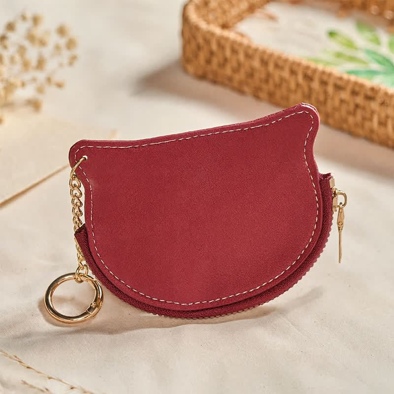 Buddha Stones Vintage Cat Shape Zipper Leather Charm Purse - image 11