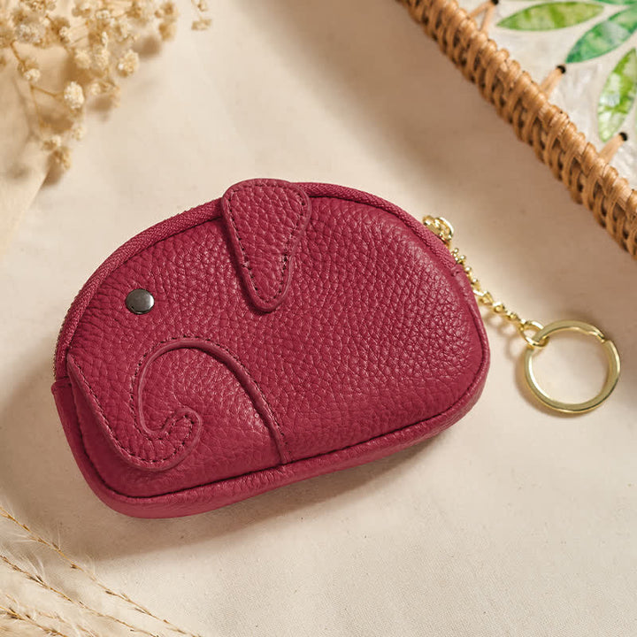 Buddha Stones PU Leather Elephant Wisdom Mini Zipper Purse - DarkRed (Approx. 12.5 cm × 2 cm × 8.5 cm) - image 26