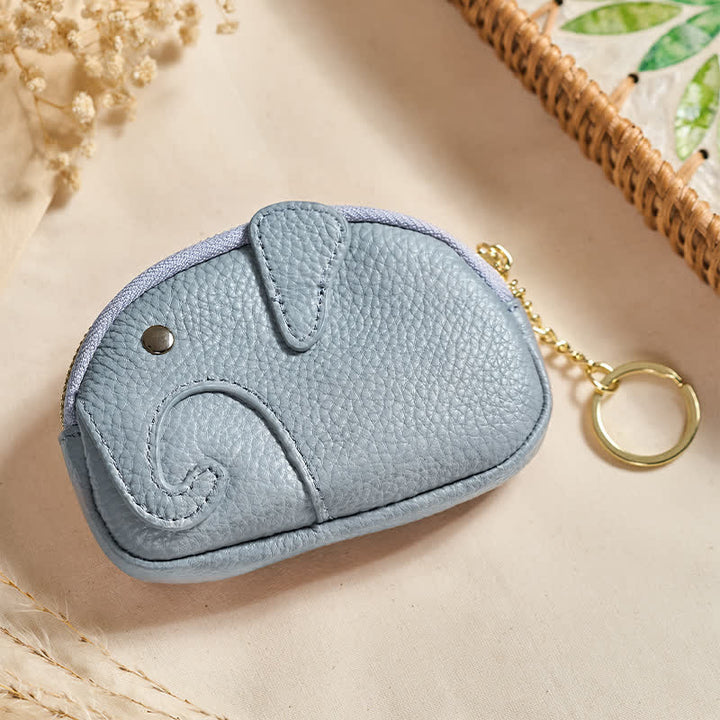 Buddha Stones PU Leather Elephant Wisdom Mini Zipper Purse - LightSteelBlue (Approx. 12.5 cm × 2 cm × 8.5 cm) - image 6