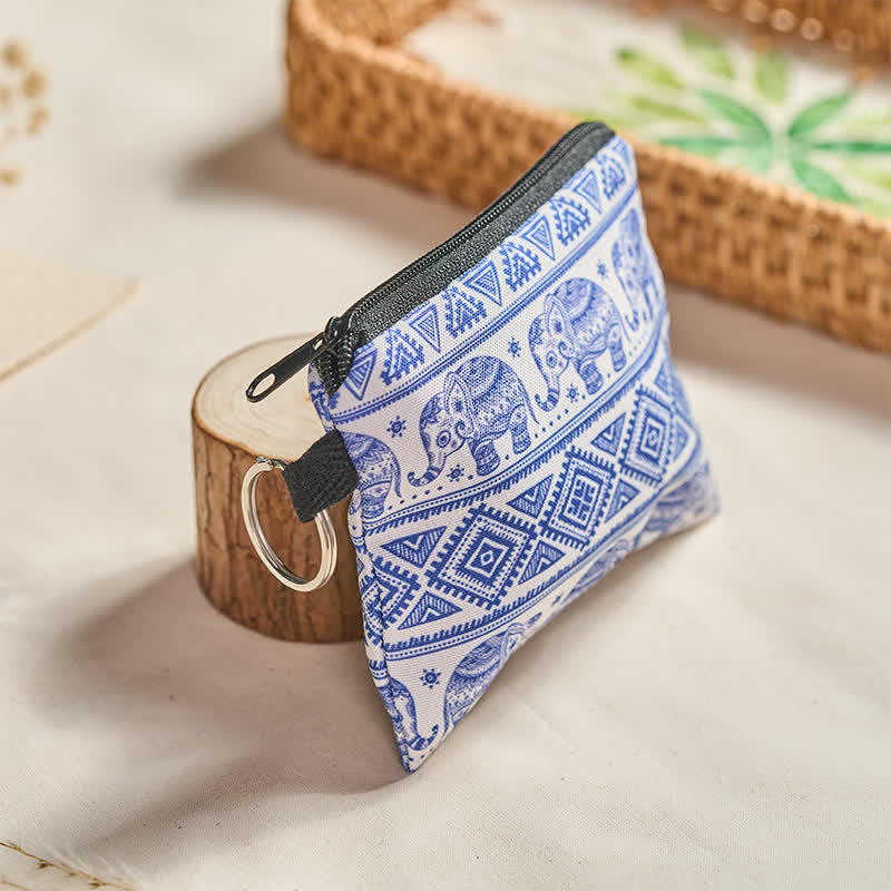 Buddha Stones Blue White Elephant Luck Bohemian Zip Purse - image 2