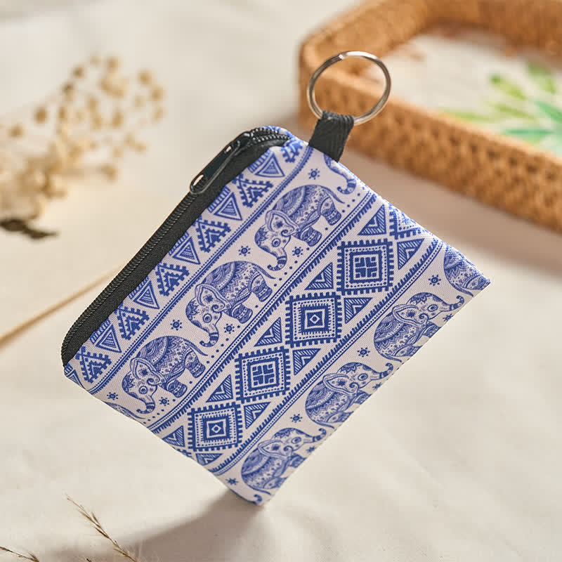 Buddha Stones Blue White Elephant Luck Bohemian Zip Purse - image 3