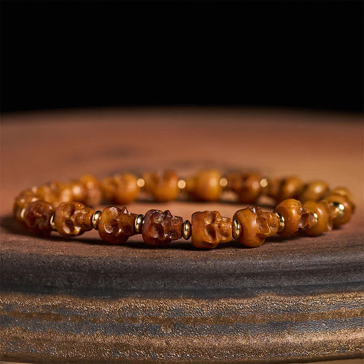 Buddha Stones Bone Skull Hand Carved Tibetan New Beginning Bracelet - image 1