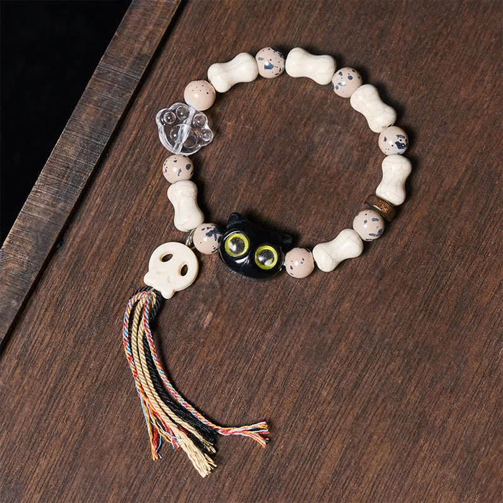 Buddha Stones Cat Skull Bone Design Courage Bracelet - Skull(Change ♥ Courage) - image 0