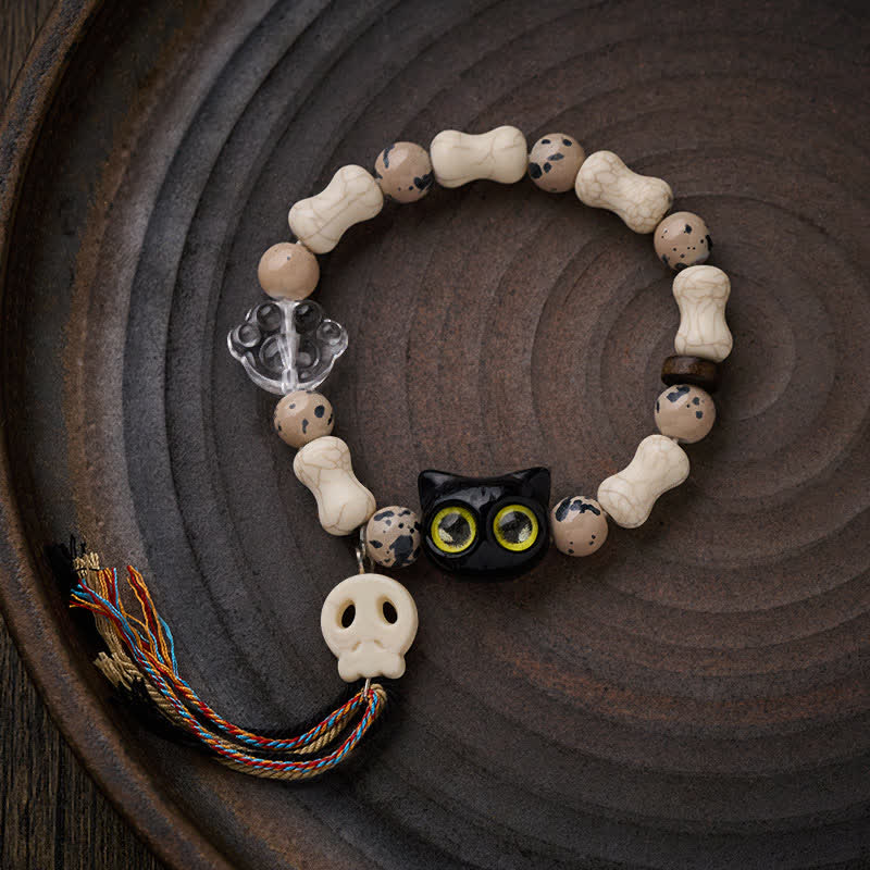 Buddha Stones Cat Skull Bone Design Courage Bracelet - image 1