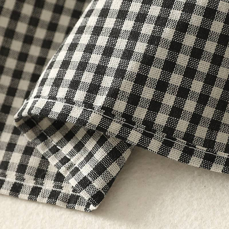 Buddha Stones Spring Fall Casual Mandarin Collar Plaid Women's Long Sleeve Dress With Pocket - image 10