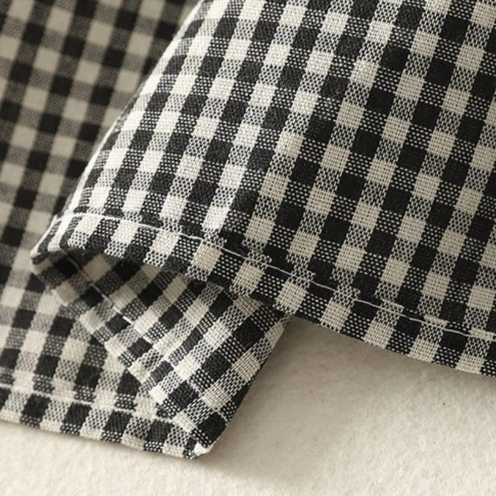 Buddha Stones Spring Fall Casual Mandarin Collar Plaid Women's Long Sleeve Dress With Pocket - image 10