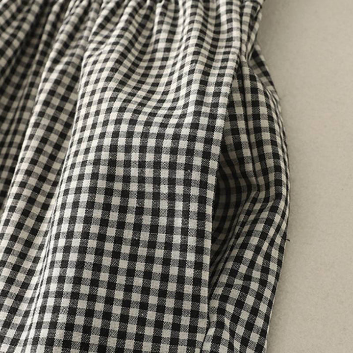 Buddha Stones Spring Fall Casual Mandarin Collar Plaid Women's Long Sleeve Dress With Pocket - image 8