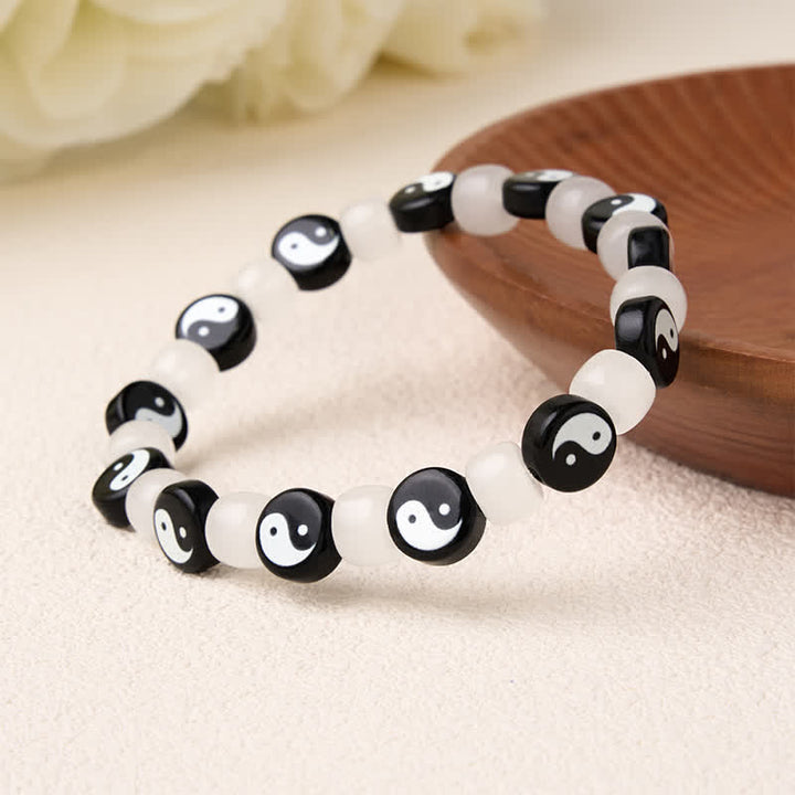 Buddha Stones Liuli Yin Yang Black And White Beads Balance Bracelet - image 3