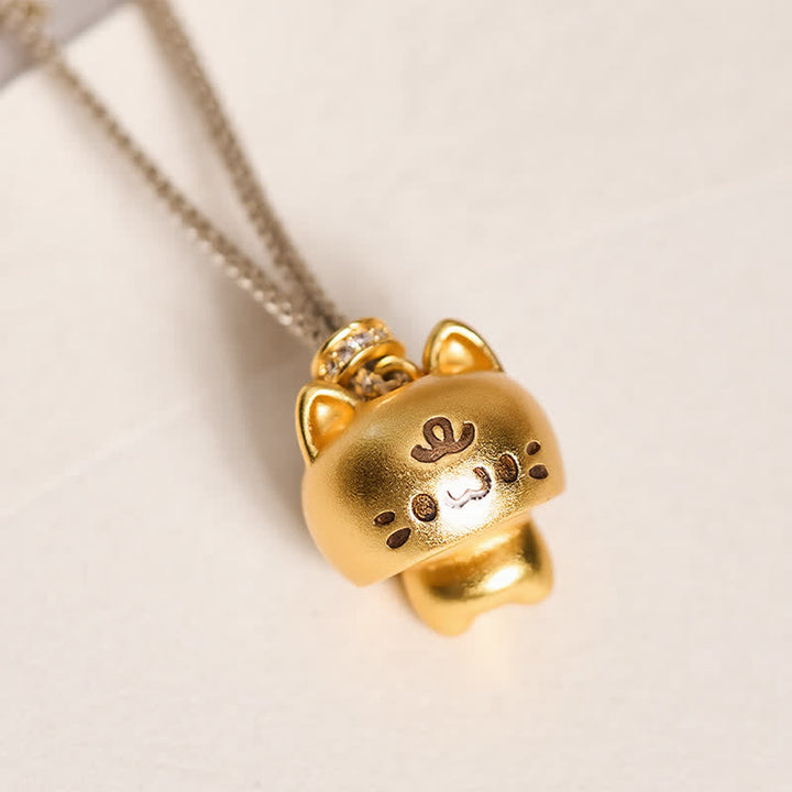 Buddha Stones Gold Plated Copper Cat Charm Healing Necklace - image 3