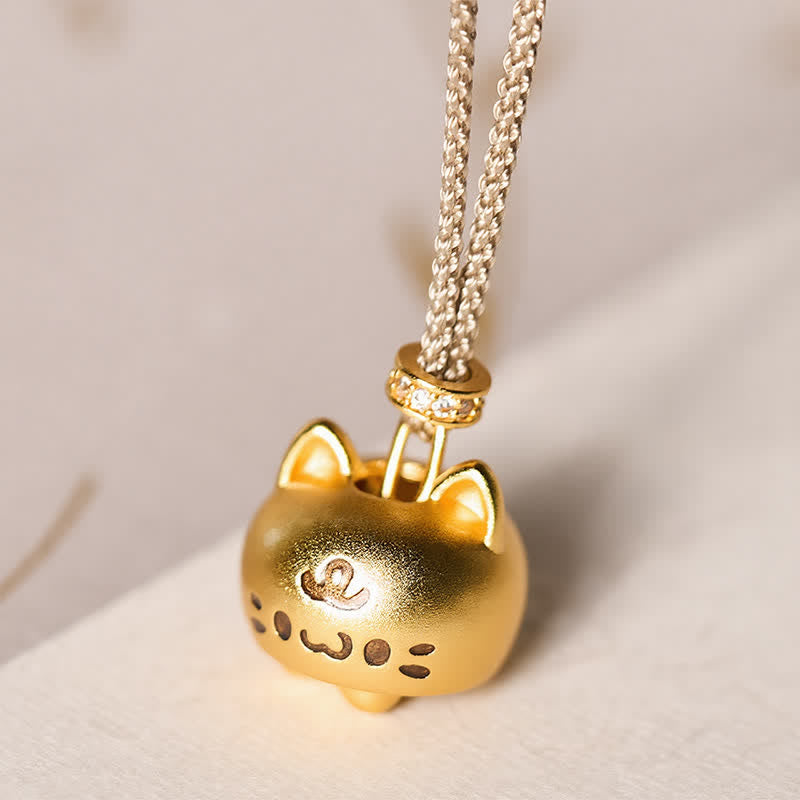 Buddha Stones Gold Plated Copper Cat Charm Healing Necklace - image 2