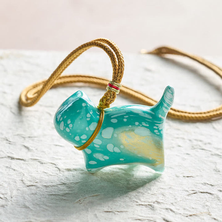 Buddha Stones Cute Cat Charm Balance Necklace - Blue Color Scheme Random Pattern - image 21