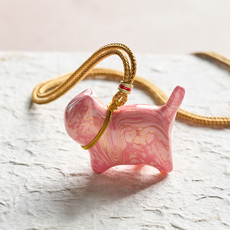 Buddha Stones Cute Cat Charm Balance Necklace - Pink Color Scheme Random Pattern - image 11