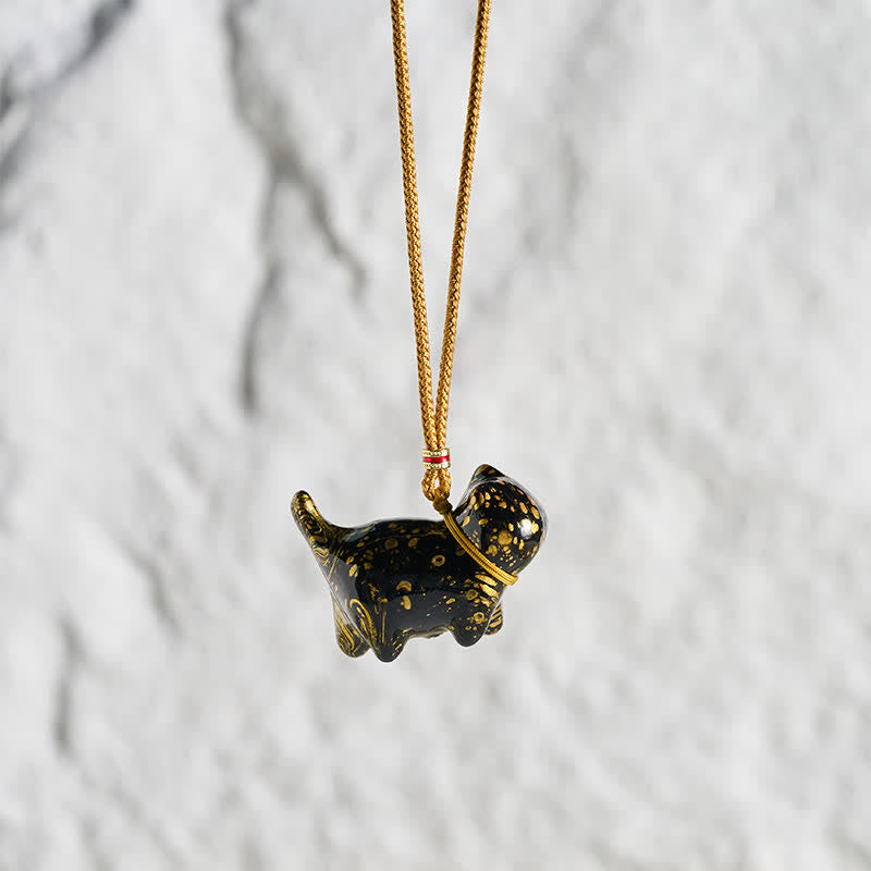 Buddha Stones Cute Cat Charm Balance Necklace - image 1