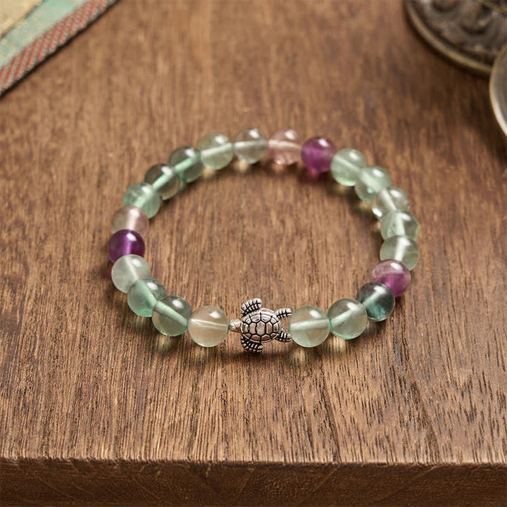 Buddha Stones Multicolor Fluorite Turtle Clarity and Protection Beaded Bracelet - image 4