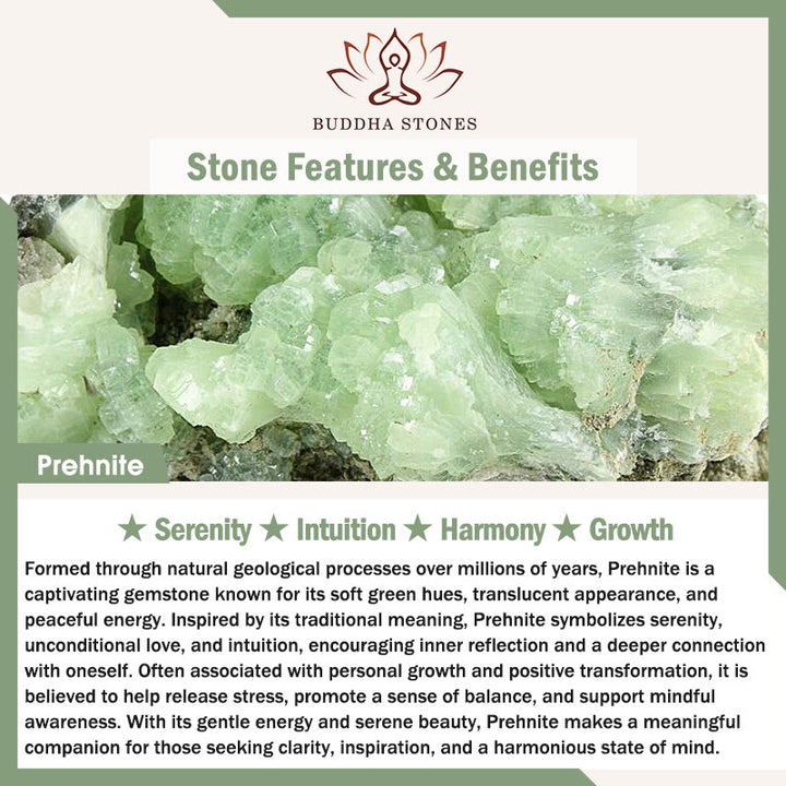 Buddha Stones Prehnite Rose Quartz Blue Chalcedony Lucky Clover Love Bracelet - image 2