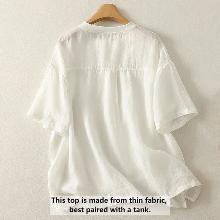 Buddha Stones Casual Embroidery Red Heart Short Sleeve Women's T-Shirt - image 4