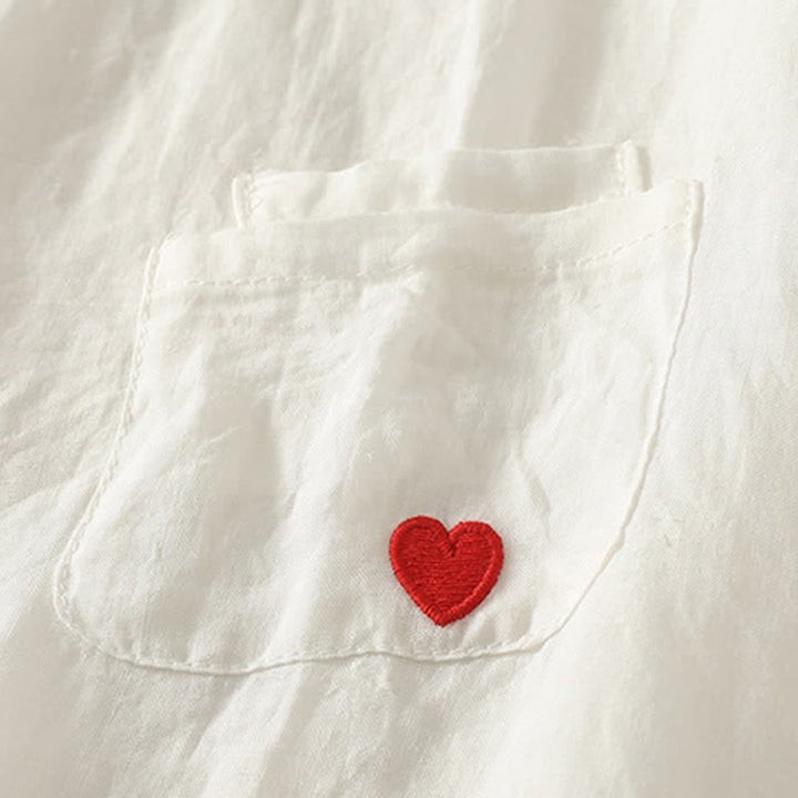 Buddha Stones Casual Embroidery Red Heart Short Sleeve Women's T-Shirt - image 6